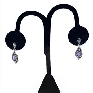 𝅺sterling silver vintage amethyst earrings Art Deco